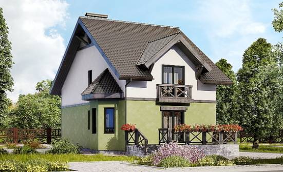 120-003-П Проект двухэтажного дома с мансардой, доступный домик из газобетона Лиски | Проекты домов от House Expert