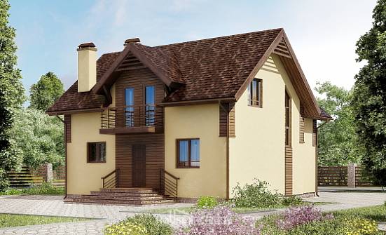 150-009-Л Проект двухэтажного дома мансардой, скромный коттедж из бризолита Бобров | Проекты домов от House Expert