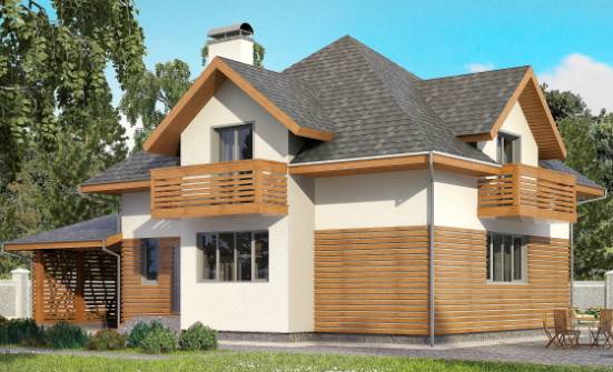 155-004-П Проект двухэтажного дома с мансардой, гараж, компактный загородный дом из теплоблока Воронеж | Проекты домов от House Expert