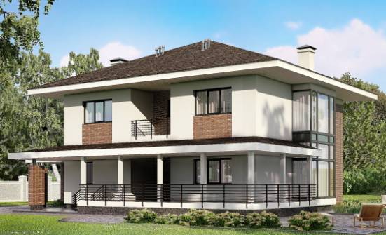 275-002-П Проект двухэтажного дома и гаражом, современный загородный дом из кирпича Россошь | Проекты домов от House Expert