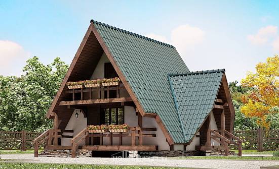070-003-П Проект двухэтажного дома с мансардой, компактный загородный дом из бревен Острогожск | Проекты домов от House Expert