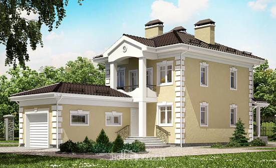 150-006-Л Проект двухэтажного дома и гаражом, красивый коттедж из твинблока Павловск | Проекты домов от House Expert