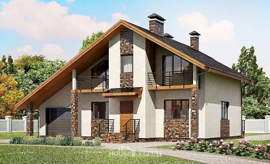 180-008-Л Проект двухэтажного дома мансардный этаж, гараж, просторный дом из твинблока Павловск | Проекты домов от House Expert