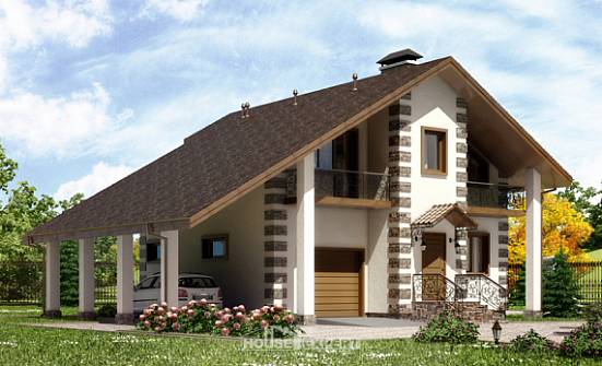 150-003-Л Проект двухэтажного дома с мансардным этажом, гараж, красивый домик из дерева Острогожск | Проекты домов от House Expert