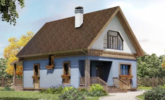130-003-Л Проект двухэтажного дома с мансардным этажом, небольшой домик из пеноблока Борисоглебск | Проекты домов от House Expert