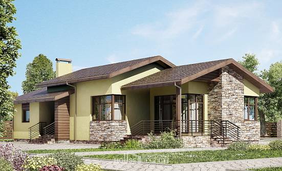 130-007-Л Проект одноэтажного дома, красивый загородный дом из пеноблока Острогожск | Проекты домов от House Expert