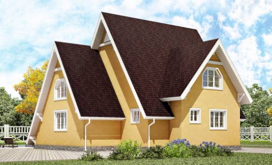 155-008-П Проект двухэтажного дома мансардный этаж, недорогой загородный дом из дерева Павловск | Проекты домов от House Expert