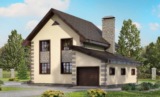 160-004-П Проект двухэтажного дома и гаражом, современный загородный дом из поризованных блоков Россошь | Проекты домов от House Expert