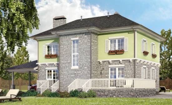 155-006-П Проект двухэтажного дома и гаражом, скромный домик из газобетона Бобров | Проекты домов от House Expert