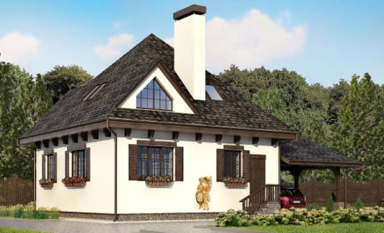110-002-Л Проект двухэтажного дома с мансардой и гаражом, современный домик из теплоблока Острогожск | Проекты домов от House Expert