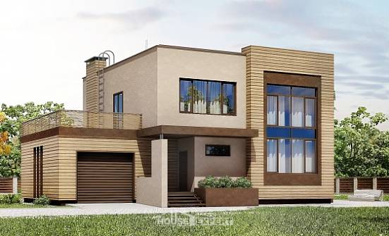 220-003-Л Проект двухэтажного дома, гараж, классический дом из теплоблока Лиски | Проекты домов от House Expert