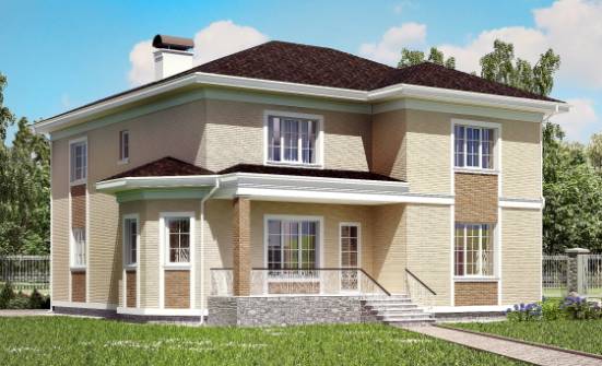 335-001-Л Проект двухэтажного дома и гаражом, большой коттедж из кирпича Россошь | Проекты домов от House Expert