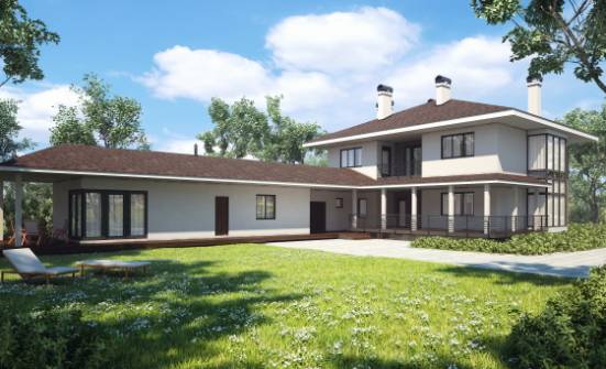 340-001-П Проект двухэтажного дома и гаражом, просторный дом из кирпича Лиски | Проекты домов от House Expert