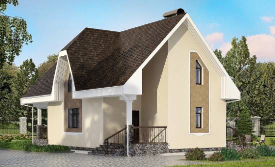125-001-Л Проект двухэтажного дома с мансардой, недорогой коттедж из теплоблока Россошь | Проекты домов от House Expert