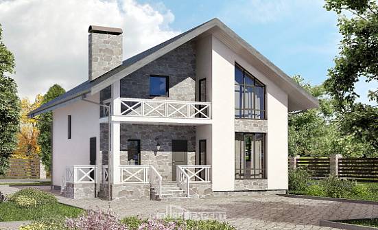 155-001-Л Проект двухэтажного дома мансардой и гаражом, скромный загородный дом из пеноблока Россошь | Проекты домов от House Expert