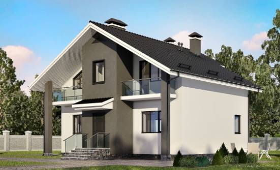 150-005-Л Проект двухэтажного дома мансардный этаж, компактный дом из арболита Борисоглебск | Проекты домов от House Expert