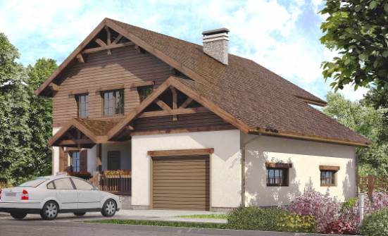 200-003-П Проект двухэтажного дома и гаражом, просторный загородный дом из арболита Бобров | Проекты домов от House Expert