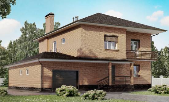 245-003-Л Проект двухэтажного дома и гаражом, современный домик из кирпича Лиски | Проекты домов от House Expert