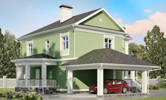170-001-Л Проект двухэтажного дома, гараж, бюджетный коттедж из поризованных блоков Лиски | Проекты домов от House Expert