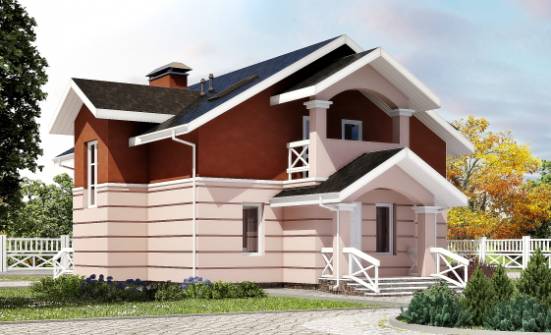 155-009-Л Проект двухэтажного дома с мансардным этажом, скромный коттедж из твинблока Острогожск | Проекты домов от House Expert