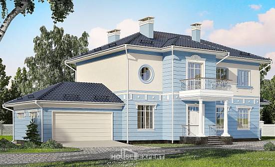 285-003-Л Проект двухэтажного дома и гаражом, большой домик из кирпича Лиски | Проекты домов от House Expert