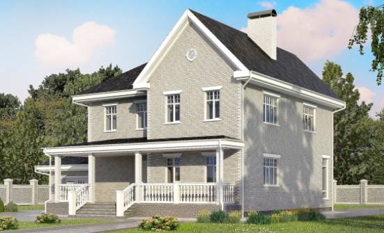 190-001-Л Проект двухэтажного дома и гаражом, уютный дом из кирпича Острогожск | Проекты домов от House Expert