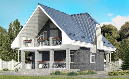 125-002-Л Проект двухэтажного дома мансардный этаж, гараж, недорогой дом из теплоблока Борисоглебск | Проекты домов от House Expert