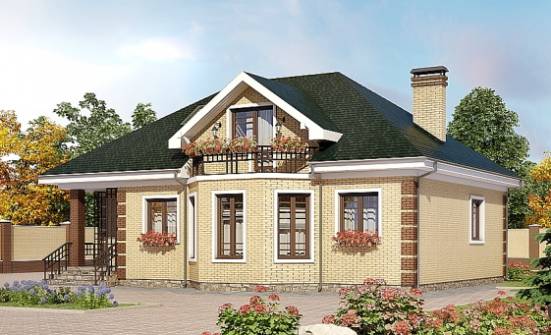 150-013-Л Проект двухэтажного дома мансардой, небольшой коттедж из кирпича Острогожск | Проекты домов от House Expert