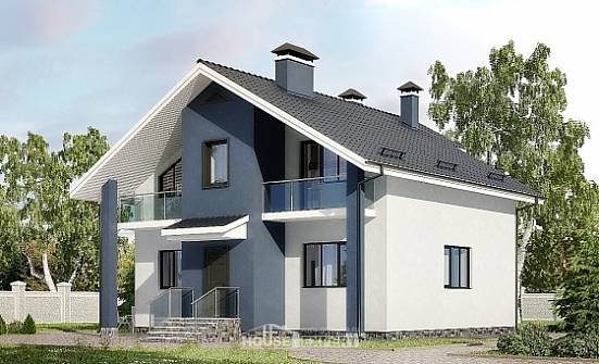 150-005-П Проект двухэтажного дома мансардный этаж, красивый дом из керамзитобетонных блоков Бобров | Проекты домов от House Expert