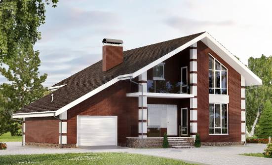 180-001-Л Проект двухэтажного дома мансардой, гараж, бюджетный загородный дом из пеноблока Павловск | Проекты домов от House Expert