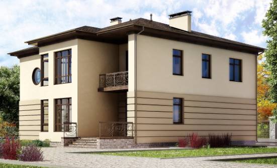 300-006-П Проект двухэтажного дома и гаражом, уютный коттедж из кирпича Россошь | Проекты домов от House Expert