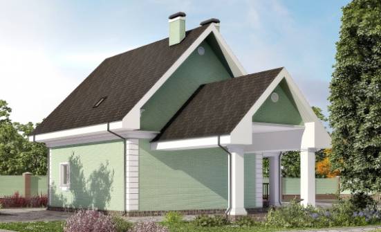 140-003-Л Проект двухэтажного дома мансардой и гаражом, бюджетный домик из арболита Бобров | Проекты домов от House Expert