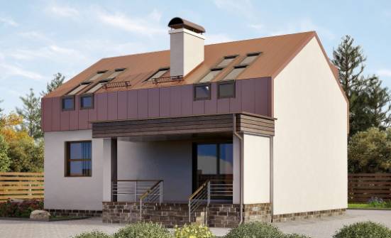 120-004-Л Проект двухэтажного дома с мансардой, экономичный дом из газобетона Лиски | Проекты домов от House Expert