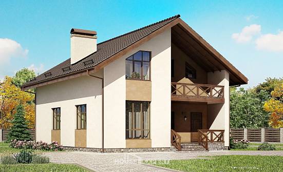170-002-П Проект двухэтажного дома с мансардным этажом, классический загородный дом из бризолита Павловск | Проекты домов от House Expert