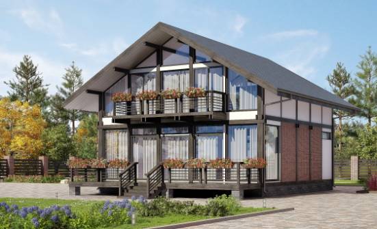 170-007-П Проект двухэтажного дома с мансардным этажом, экономичный коттедж из дерева Россошь | Проекты домов от House Expert