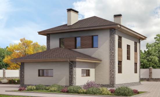 185-004-П Проект двухэтажного дома, гараж, средний загородный дом из арболита Лиски | Проекты домов от House Expert