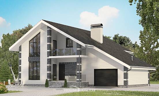 180-001-П Проект двухэтажного дома мансардой, гараж, бюджетный домик из керамзитобетонных блоков Россошь | Проекты домов от House Expert