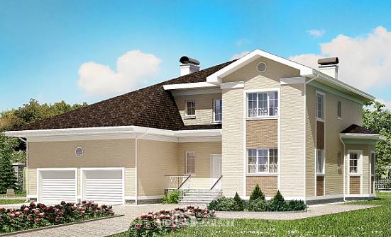 335-001-Л Проект двухэтажного дома и гаражом, большой коттедж из кирпича Россошь | Проекты домов от House Expert
