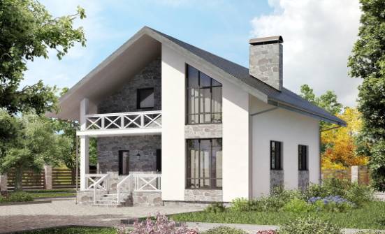 155-001-Л Проект двухэтажного дома мансардой и гаражом, скромный загородный дом из пеноблока Россошь | Проекты домов от House Expert