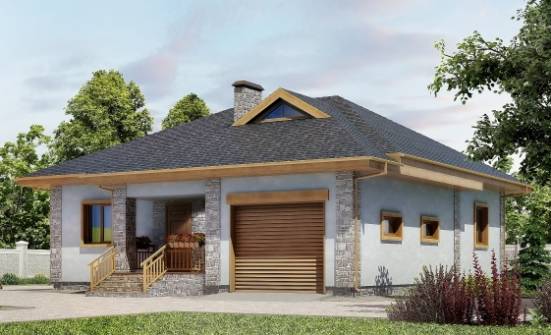 130-006-П Проект одноэтажного дома и гаражом, простой домик из арболита Острогожск | Проекты домов от House Expert