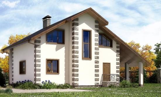 150-003-Л Проект двухэтажного дома с мансардным этажом, гараж, красивый домик из дерева Острогожск | Проекты домов от House Expert
