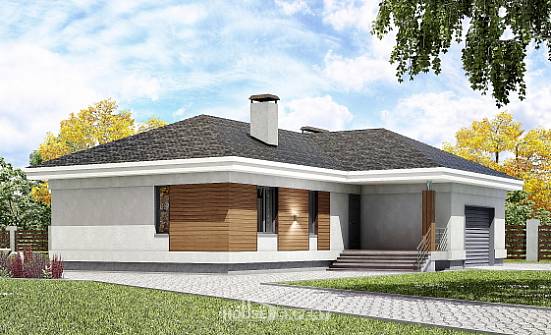 165-001-П Проект одноэтажного дома и гаражом, современный загородный дом из бризолита Лиски | Проекты домов от House Expert