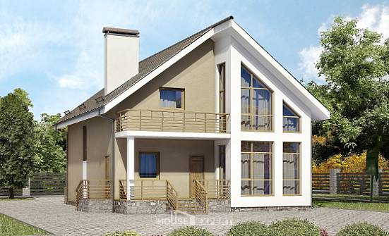 170-006-Л Проект двухэтажного дома мансардой, недорогой домик из блока Россошь | Проекты домов от House Expert