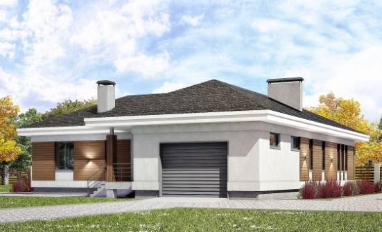 165-001-П Проект одноэтажного дома и гаражом, современный загородный дом из бризолита Лиски | Проекты одноэтажных домов от House Expert
