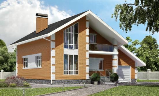 190-006-П Проект двухэтажного дома мансардный этаж, гараж, уютный домик из теплоблока Россошь | Проекты домов от House Expert