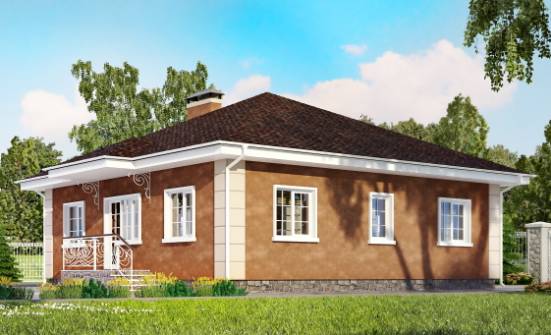 100-001-Л Проект одноэтажного дома, бюджетный домик из пеноблока Россошь | Проекты одноэтажных домов от House Expert