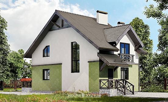 120-003-П Проект двухэтажного дома с мансардой, доступный домик из газобетона Лиски | Проекты домов от House Expert