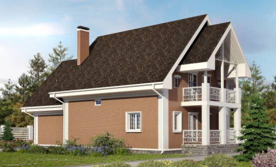 185-003-П Проект двухэтажного дома с мансардой, гараж, уютный коттедж из твинблока Россошь | Проекты домов от House Expert
