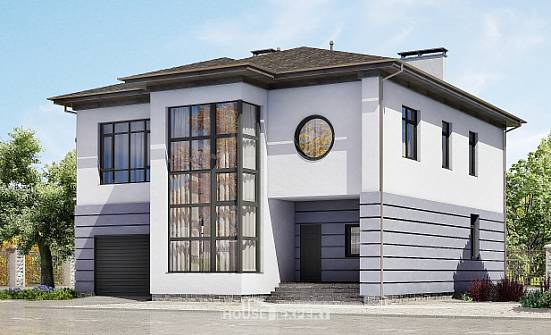 300-006-Л Проект двухэтажного дома и гаражом, большой коттедж из кирпича Бобров | Проекты домов от House Expert