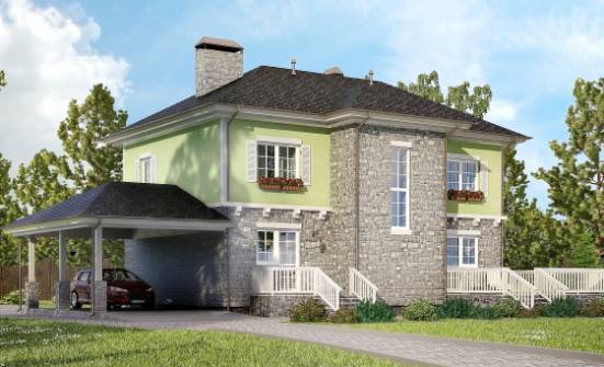 155-006-П Проект двухэтажного дома и гаражом, скромный домик из газобетона Бобров | Проекты домов от House Expert